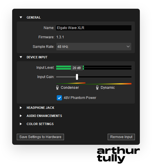 input gain set up on audio interface